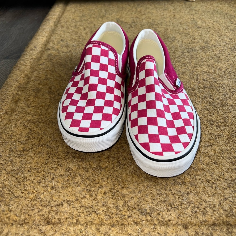 Vans Pink and White Checkered Slip-On Sneakers - Picture 4 of 7